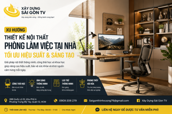 Xu hướng thiết kế nội thất phòng làm việc tại nhà tối ưu hiệu suất và sáng tạo